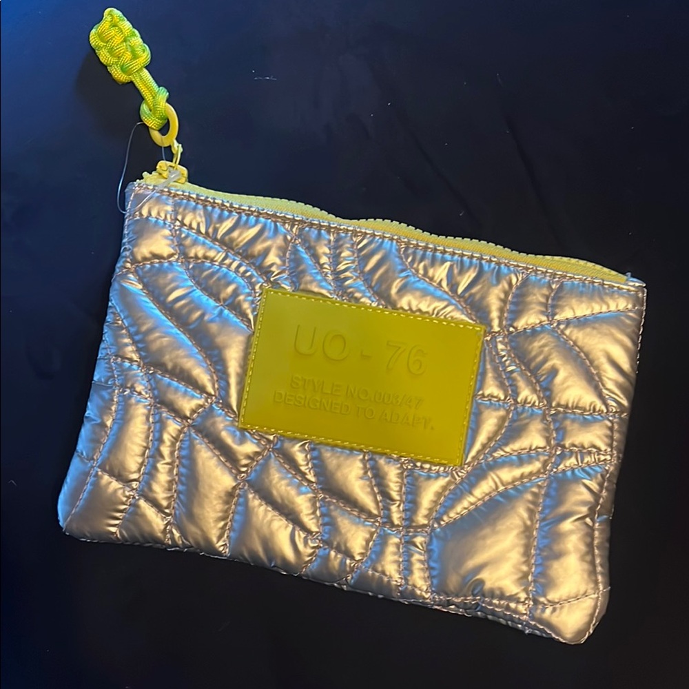 Silver Quilted Pouch with Neon Accents URBAN OUTFITTERS